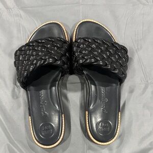 Paul Green Black Braided Slide Sandals